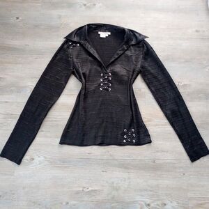 Y2K Alberto Makali Ruched Grommet Gothic Top